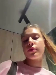 Real blonde gets fingering orgasm in public porn video